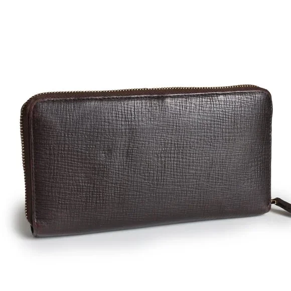 LOEWE Madrid Zippy Wallet Brown Textured Epi Leather Luxury Vintage Rare